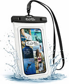 Salt Life Waterproof Phone Bag Sleeve – IPX8 100% Waterproof Protection, Universal Phone Pouch with Touchscreen Clear Window, Secure Seal Closure & Lanyard for Beach, Pool, Kayak & Travel (Aqua)