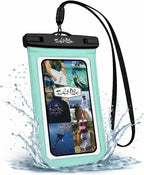Salt Life Waterproof Phone Bag Sleeve – IPX8 100% Waterproof Protection, Universal Phone Pouch with Touchscreen Clear Window, Secure Seal Closure & Lanyard for Beach, Pool, Kayak & Travel (Aqua)