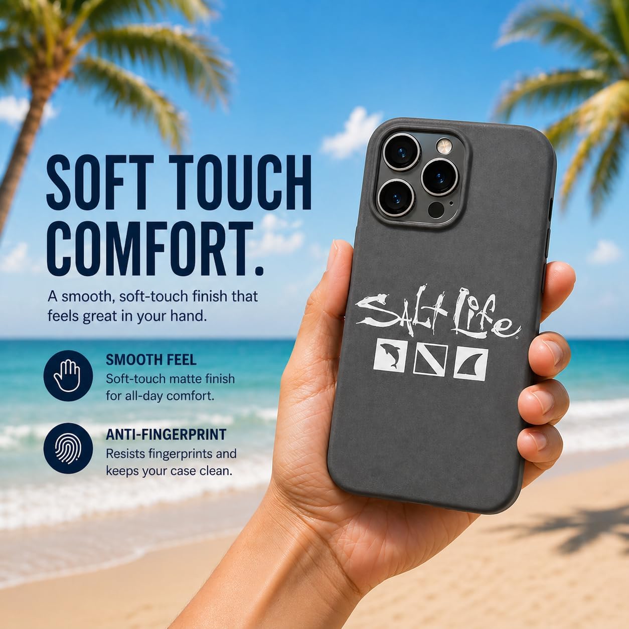Salt Life Case for iPhone 16 & iPhone 17, Slim Shock-Absorbing Protective Phone Cover, Soft-Touch Grip, Wireless Charging Compatible with Raised Camera Protection