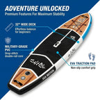 SALT LIFE Inflatable Paddle Board Wide Stable iSUP with Non-Slip EVA Deck, Drop-Stitch Double-Rail Construction, Paddle Board Kit with Paddle, Pump, Leash & Fins