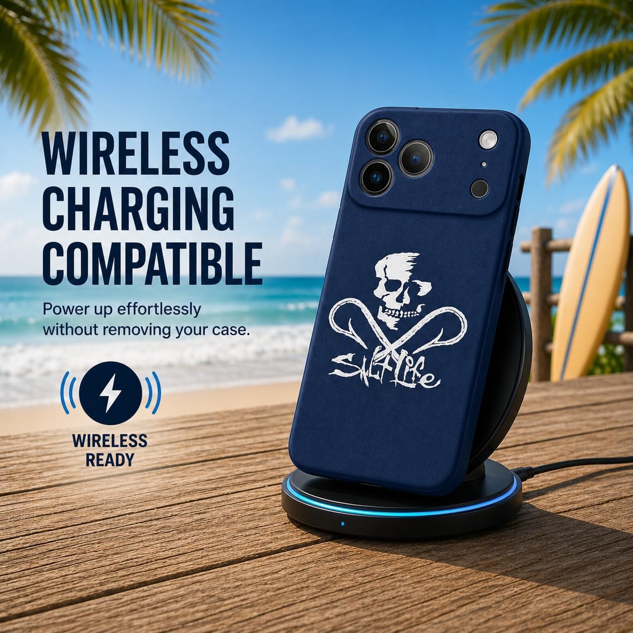 Salt Life Case for iPhone 16 & iPhone 17, Slim Shock-Absorbing Protective Phone Cover, Soft-Touch Grip, Wireless Charging Compatible with Raised Camera Protection