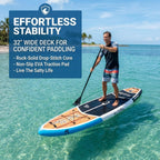 SALT LIFE Inflatable Paddle Board Wide Stable iSUP with Non-Slip EVA Deck, Drop-Stitch Double-Rail Construction, Paddle Board Kit with Paddle, Pump, Leash & Fins