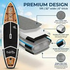 SALT LIFE Inflatable Paddle Board Wide Stable iSUP with Non-Slip EVA Deck, Drop-Stitch Double-Rail Construction, Paddle Board Kit with Paddle, Pump, Leash & Fins