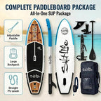 SALT LIFE Inflatable Paddle Board Wide Stable iSUP with Non-Slip EVA Deck, Drop-Stitch Double-Rail Construction, Paddle Board Kit with Paddle, Pump, Leash & Fins