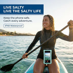 Salt Life Waterproof Phone Bag Sleeve – IPX8 100% Waterproof Protection, Universal Phone Pouch with Touchscreen Clear Window, Secure Seal Closure & Lanyard for Beach, Pool, Kayak & Travel (Aqua)