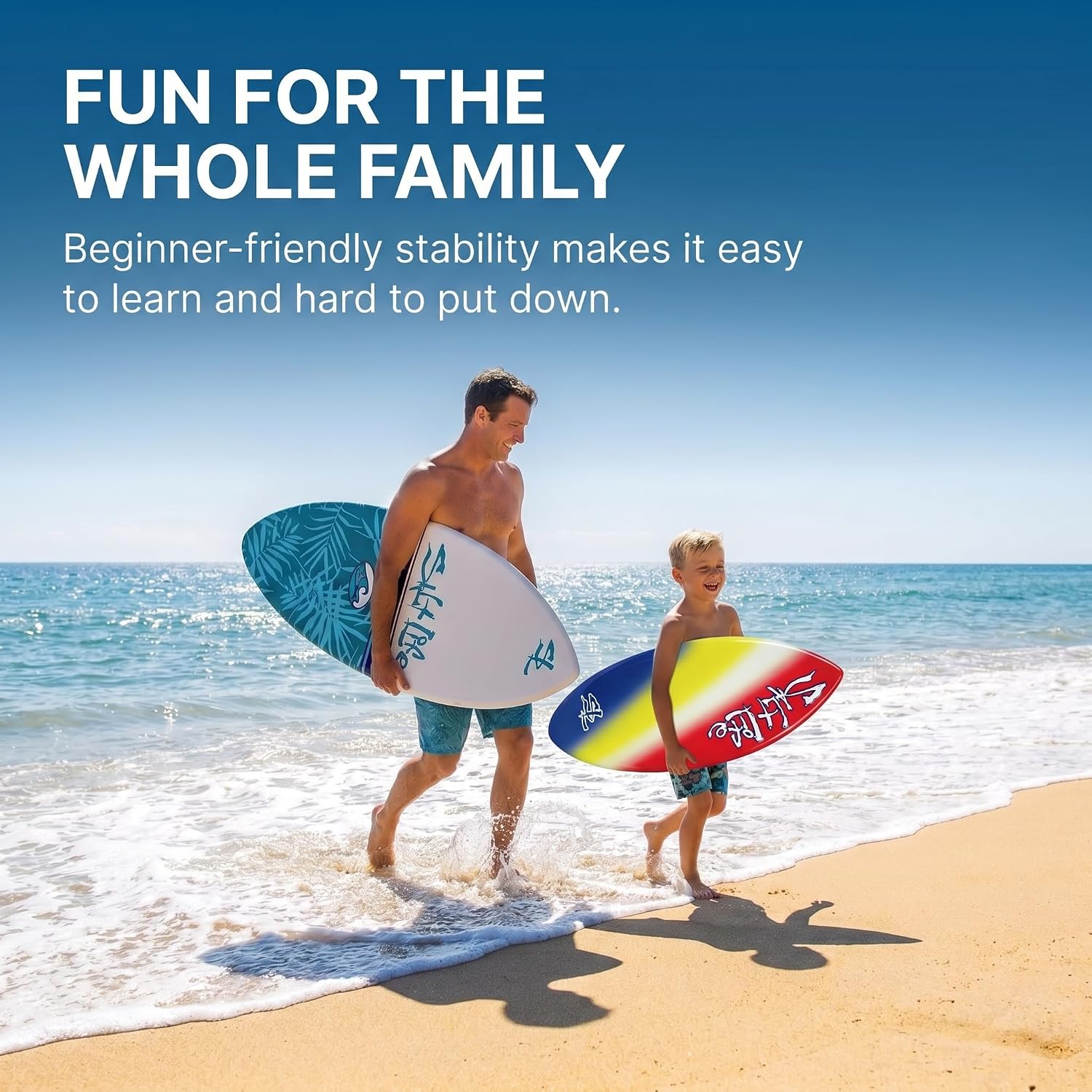 SALT LIFE Fiberglass Compression Skimboard – High-Performance Beach Skim Board for Kids, Teens & Adults – Lightweight Durable Design for Flatland & Shorebreak – 38, 42, 44, 53 in