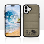 Salt Life Case for iPhone 16 & iPhone 17, Quilted Soft-Touch Silicone Phone Cover, Shock-Absorbing Protective Case with Puffy Cushion Grip (Sand, iPhone 16)